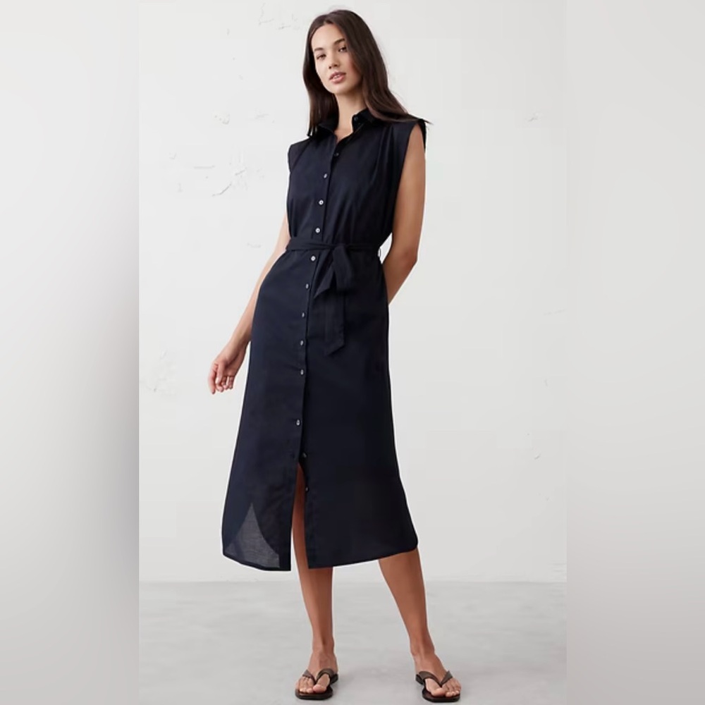 Banana Republic Navy Midi Dress with Belt NWT
